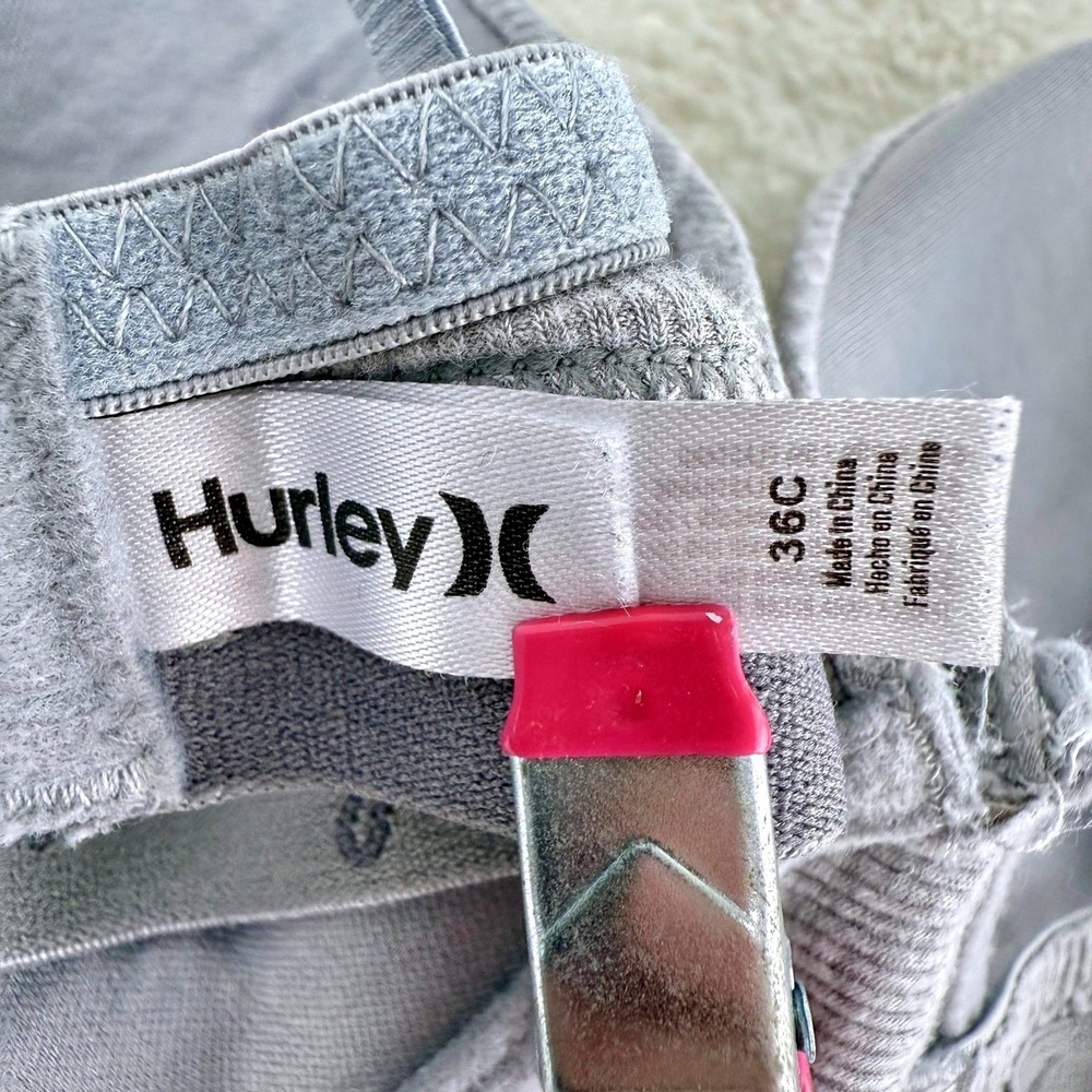 Hurley Bra Womens 36C Gray Underwire Padded Adjustable Straps Everyday Comfort - Picture 4 of 8